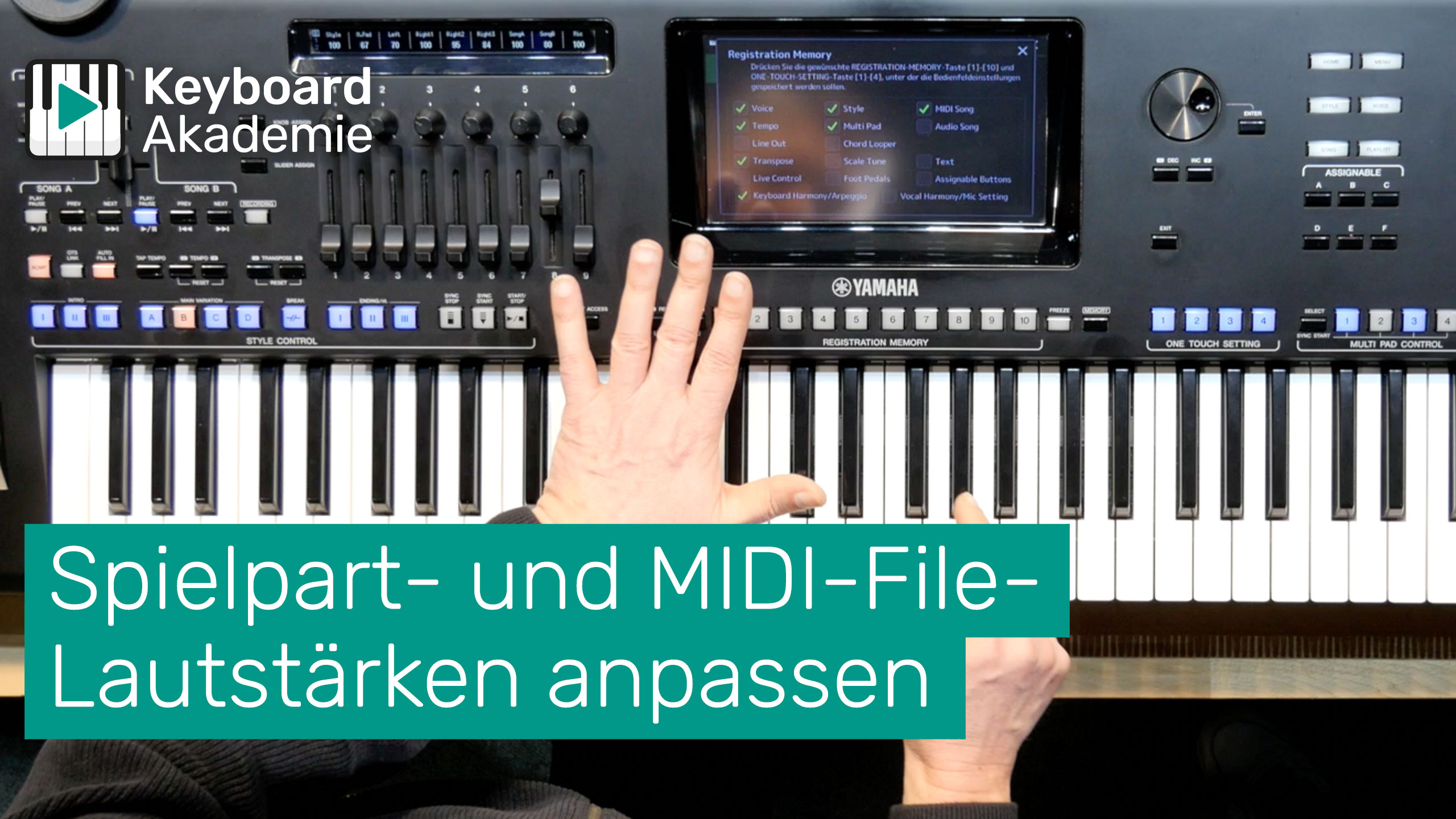 Spielpart- und MIDI-File-Lautstärken am Yamaha Genos, PSR-SX700 oder -SX900 anpassen