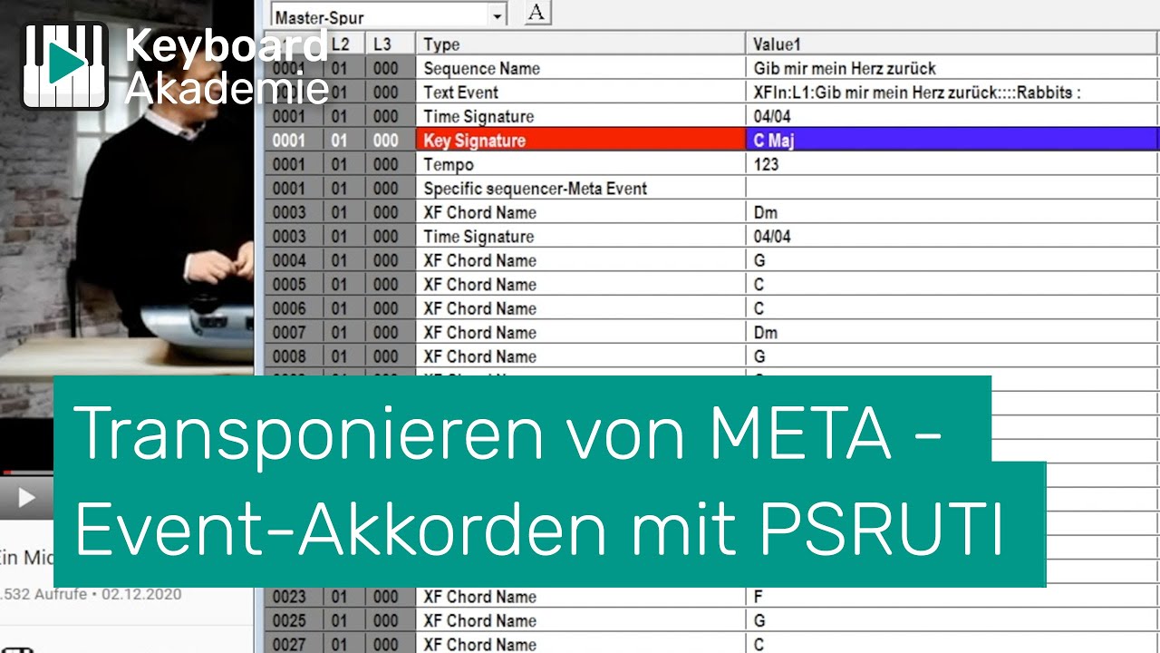Transponieren von META Event Akkorden mit PSRUTI | Power-Tipp